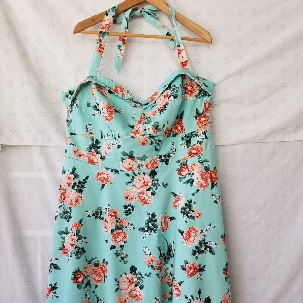Pinup mint floral dress